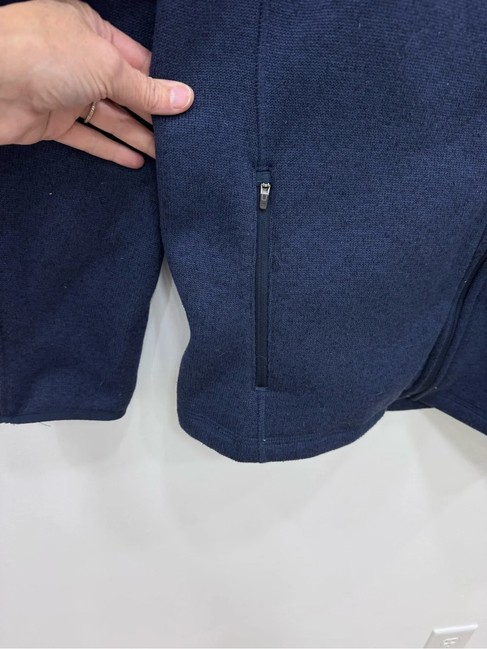 L.L. Bean Sweater Fleece Full Zip Jacket Navy Blue warm cozy classic style Lg